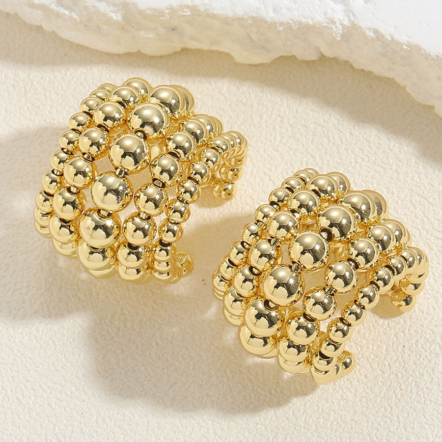 1 Pair Minimalist U Shape 14k Gold Plated Copper Zircon Ear Studs