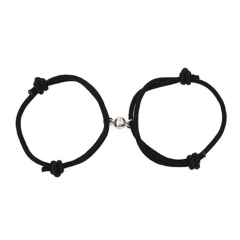 Simple Alloy Magnetic Couple Bracelets Set