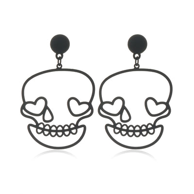 1 Pair Hip-hop Punk Skull Heart Hollow Out Statement Drop Earrings