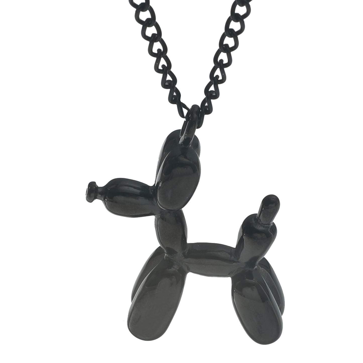 Simple Metal Balloon Dog Pendant Necklace for Men and Women - Fashion Cartoon Sweater Chain