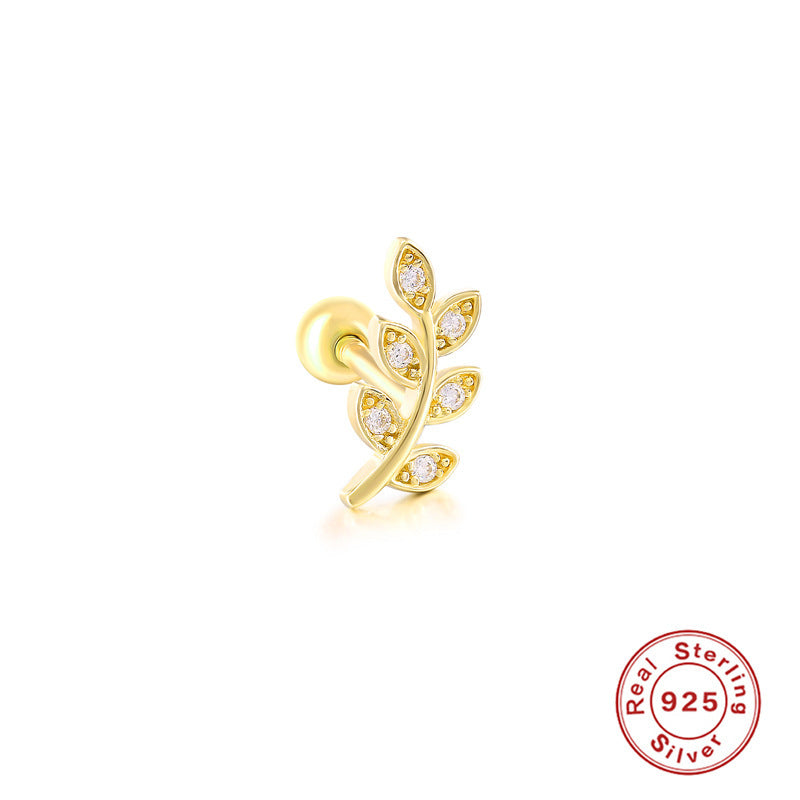 Sterling Silver Zircon Inlay Stud Earrings for Women