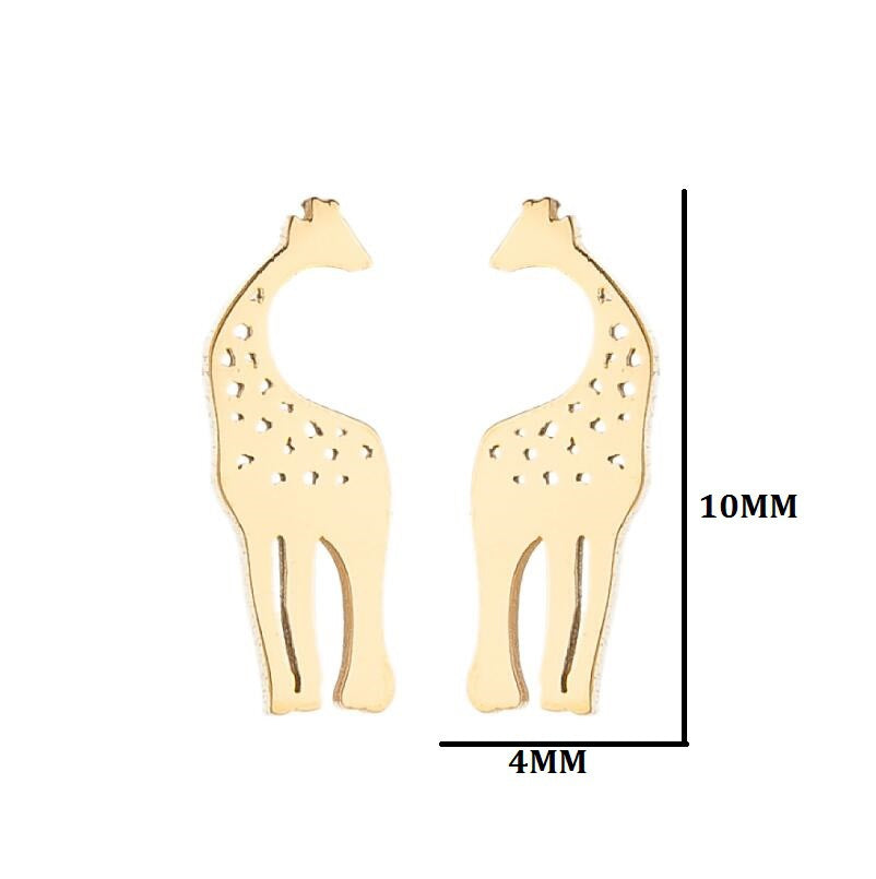 Giraffe Alloy Earrings - Fashionable Stainless Steel Animal Studs
