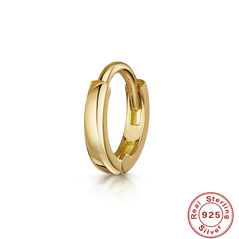Retro Sterling Silver Zircon Inlay Hoop Earrings