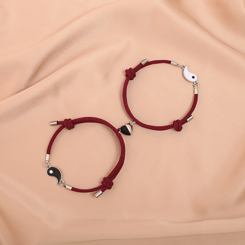 Black and White Tai Chi Magnetic Couple Bracelets