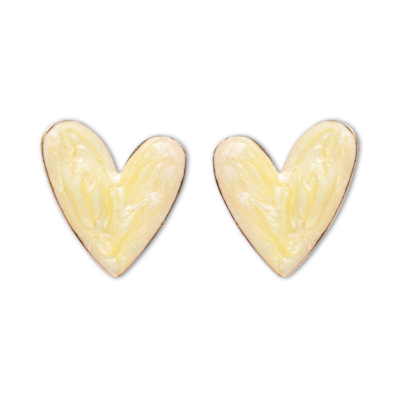 Gold-Plated Quicksand Texture Heart Drop Glazed Earrings for Women