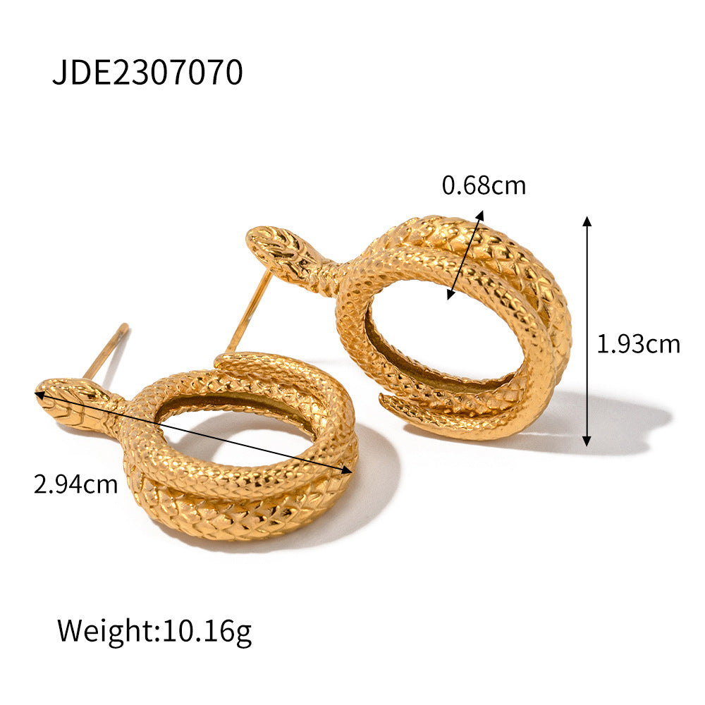 Elegant C Shape Fish Scale 18K Gold Plated Stainless Steel Ear Clips