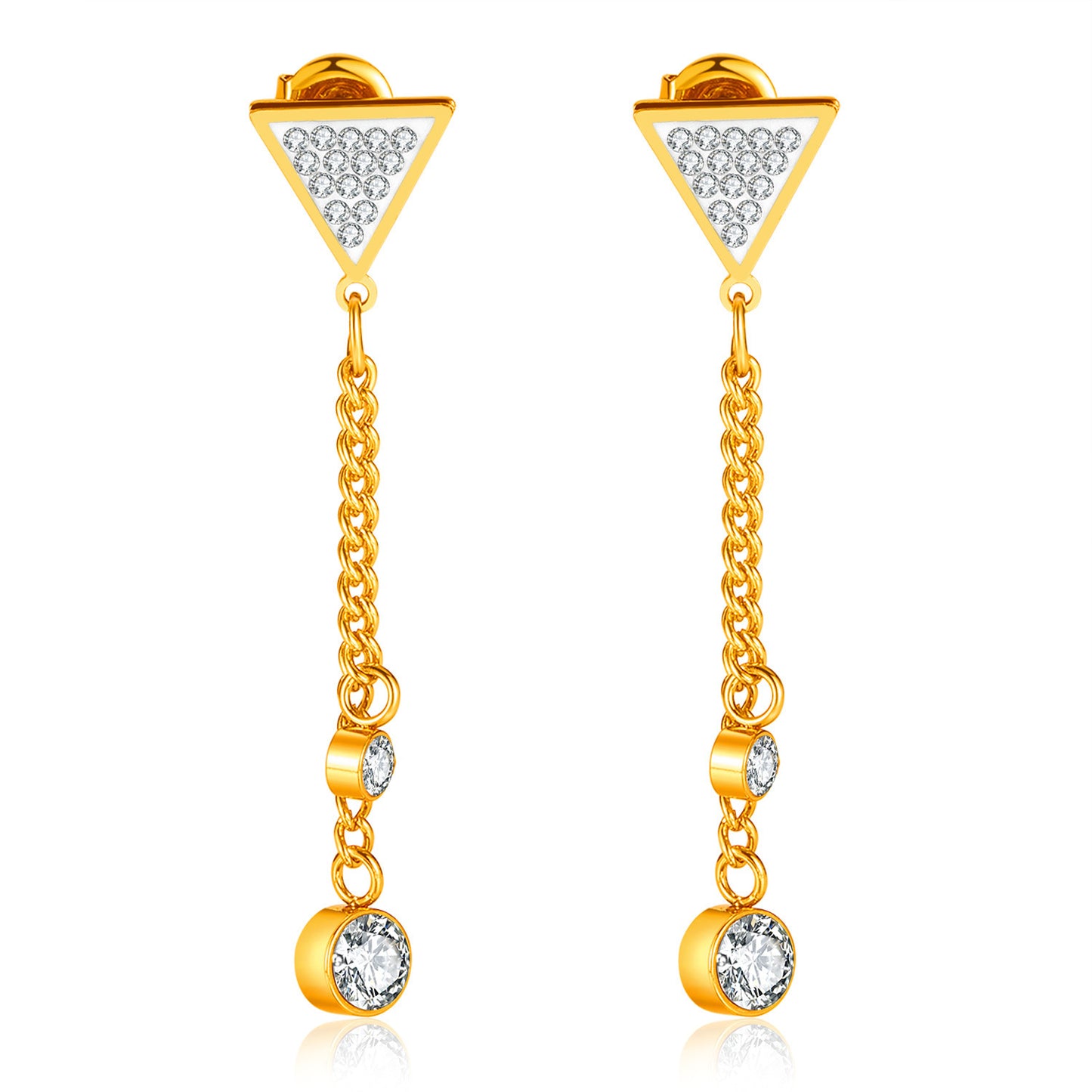 Vintage Cross Heart Crown Stainless Steel Pearl Zircon Drop Earrings Set