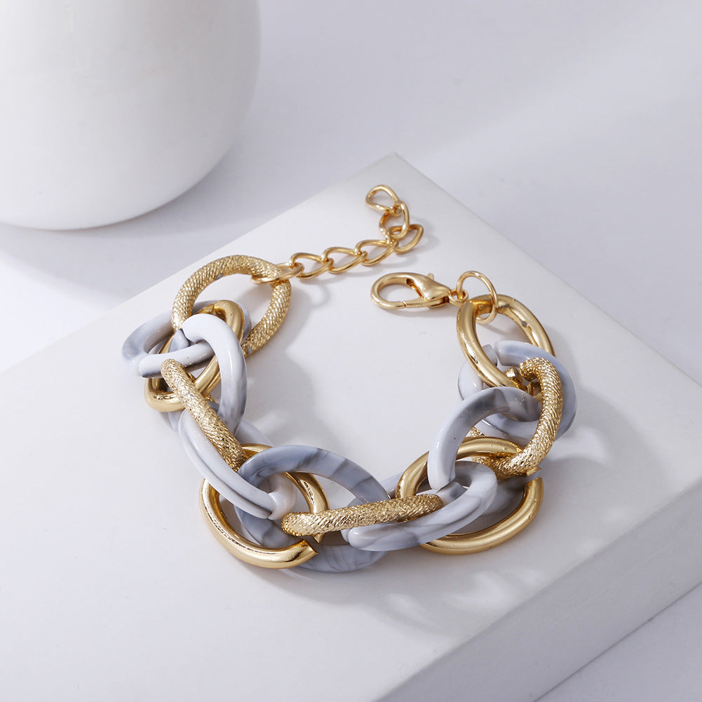 Geometric Multi-layer Metal and Acrylic Leopard Print Bracelet