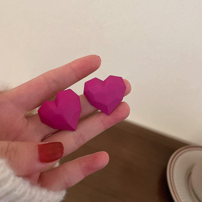 Pink Heart-shaped Alloy Tassel Earrings for Women