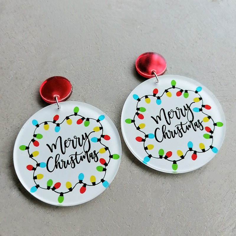 Acrylic Christmas Tree and Lips Letter Drop Earrings for Women