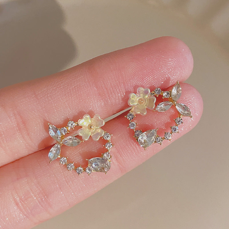 Elegant Heart Shape Zircon Inlay Drop Earrings for Women