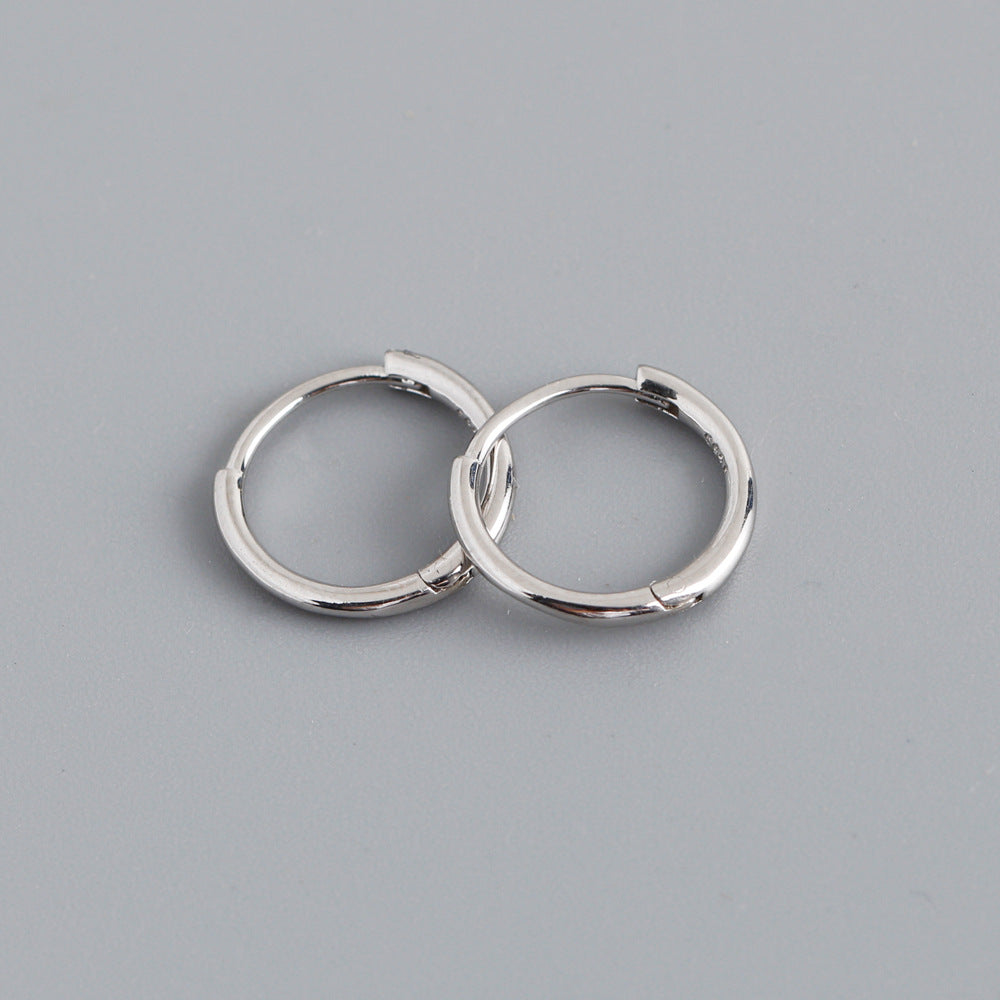 Simple Style Sterling Silver Circle Hoop Earrings