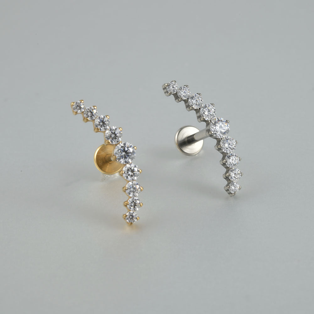 G23 Titanium Zircon Moon Lip and Cartilage Stud Earrings
