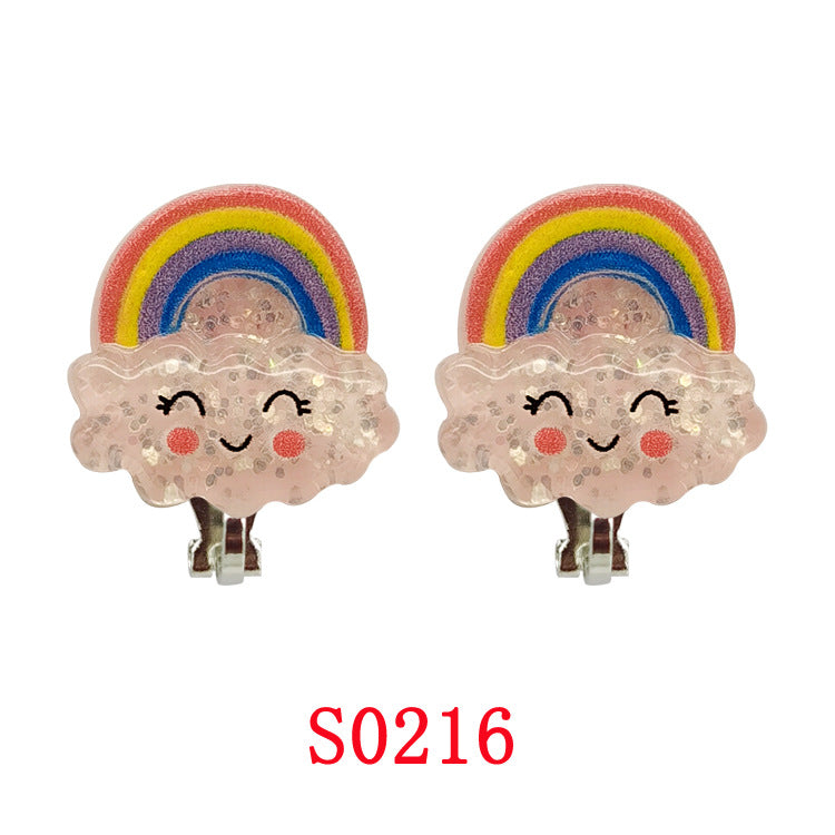 New Cartoon Unicorn Mermaid Clip-On Earrings for Girls