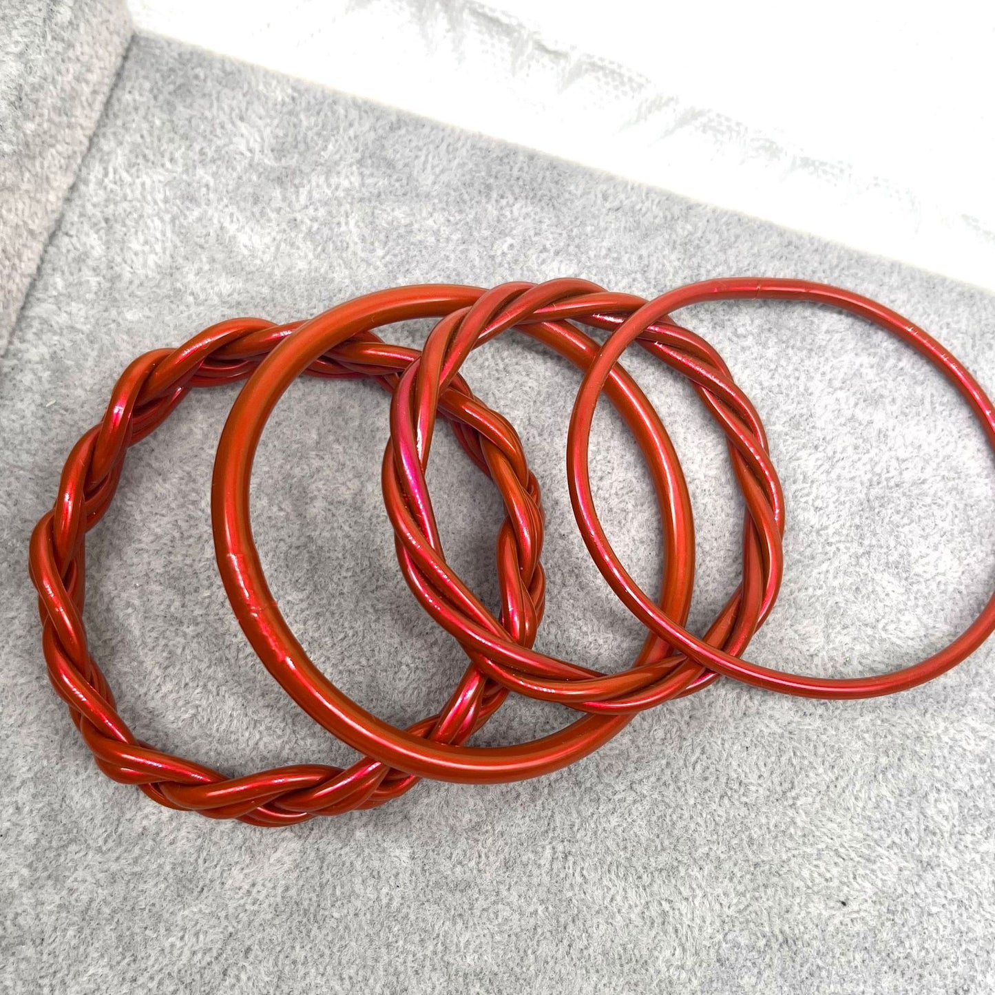 Simple Style Solid Color Plastic Braid Jelly Bangle Set