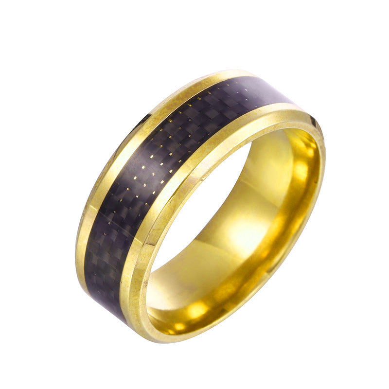 Stainless Steel Carbon Fiber Men's Ring - Wholesale Jewelry