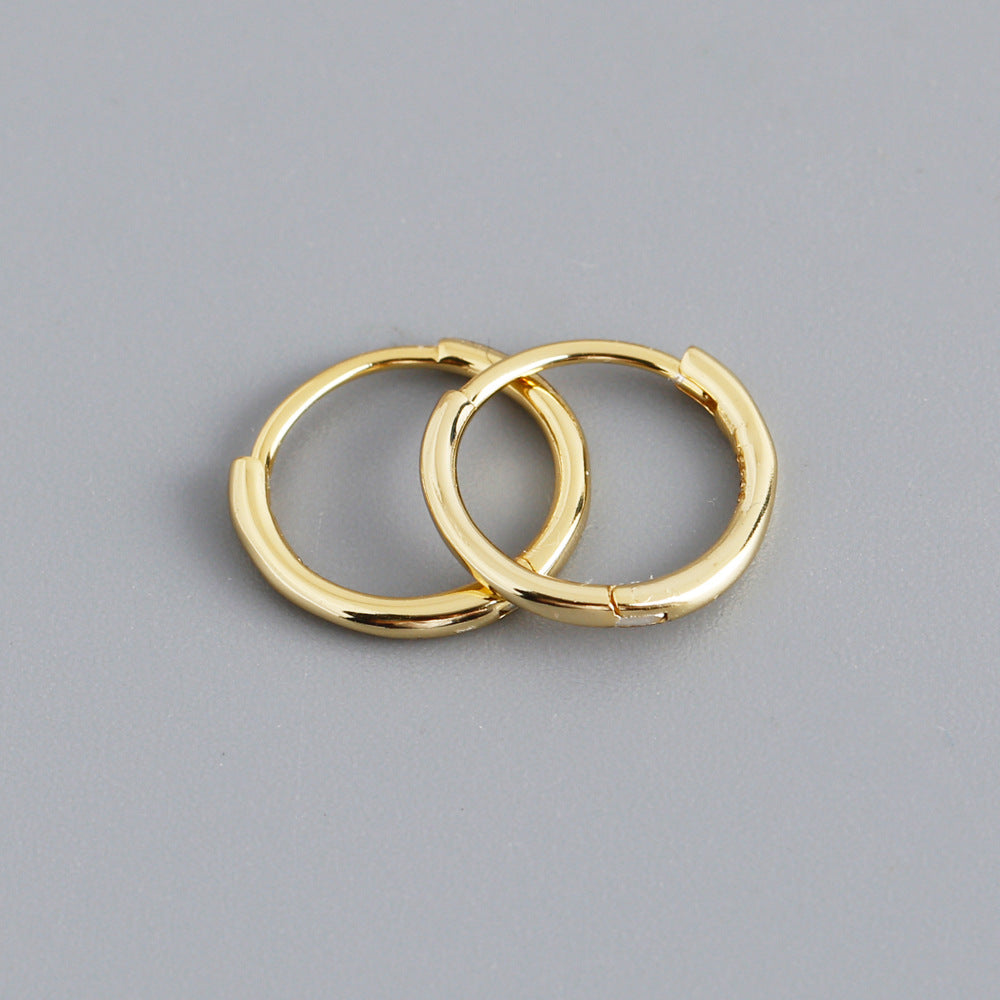 Simple Style Sterling Silver Circle Hoop Earrings