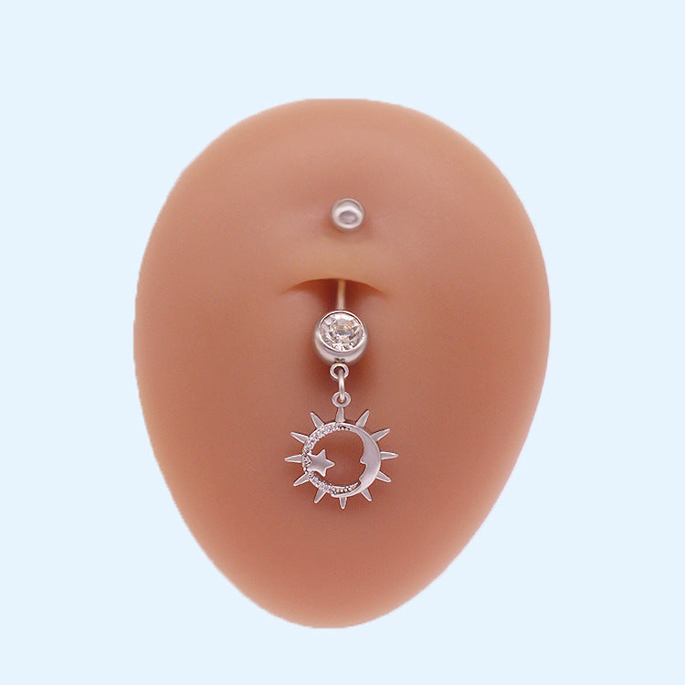 Cute Heart Shape Flower & Butterfly Zircon Belly Ring - Stainless Steel & Gold Plated