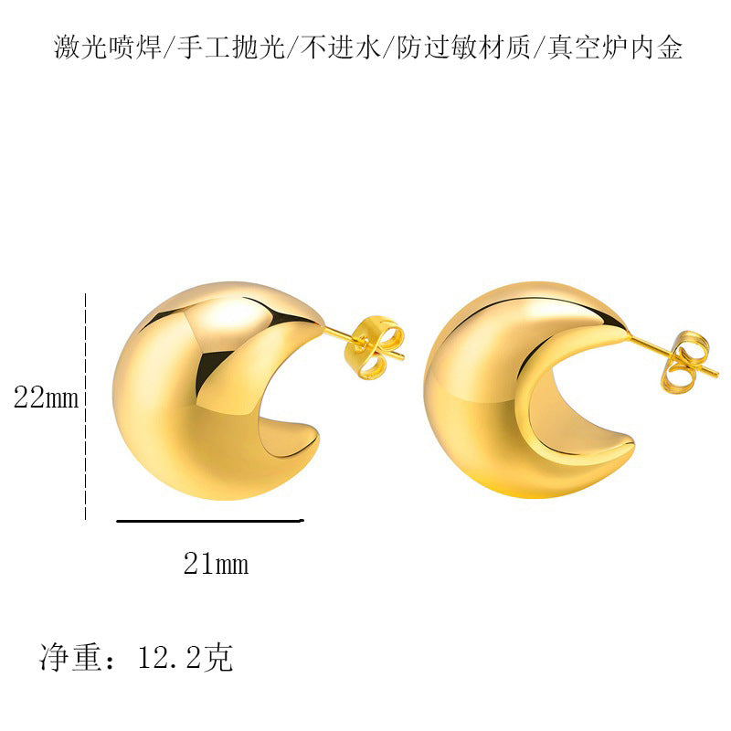 Minimalist Geometric Stainless Steel Hoop Earrings - 1 Pair