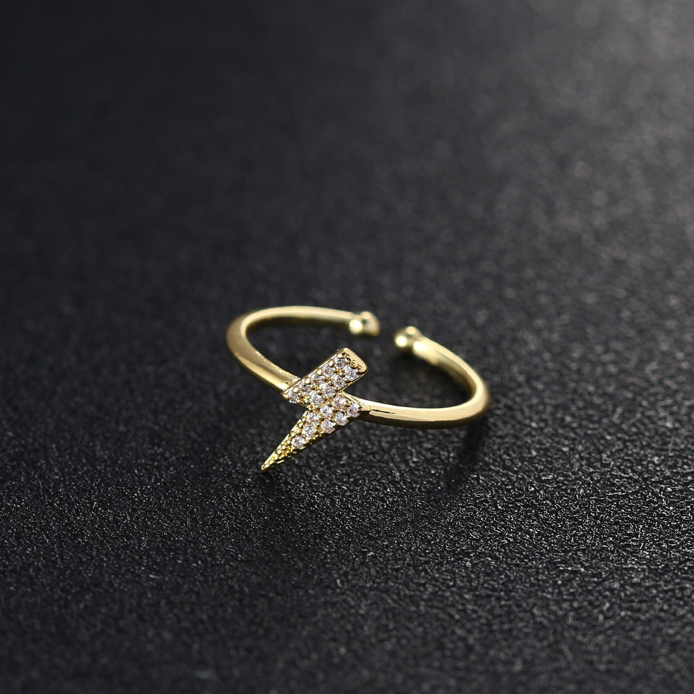 Fashion Copper Zircon Lightning Adjustable Gold Ring