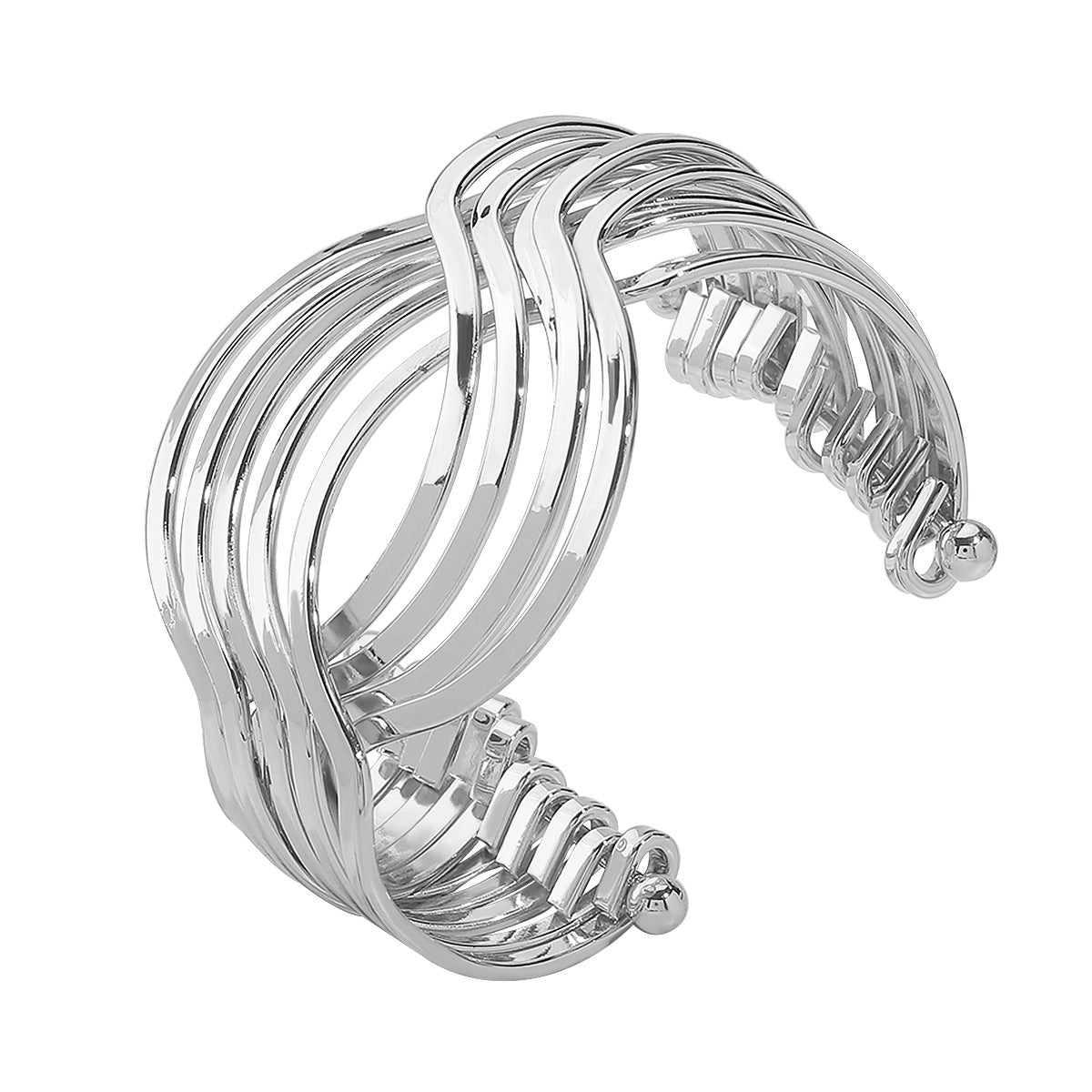 Hip-Hop Geometric Multi-Layer Twisted Wide Cuff Bracelet