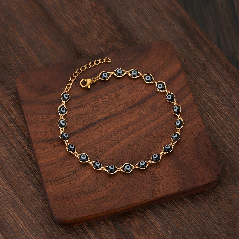 18K Gold Plated Eye Bracelet with Fashion Bead Elements