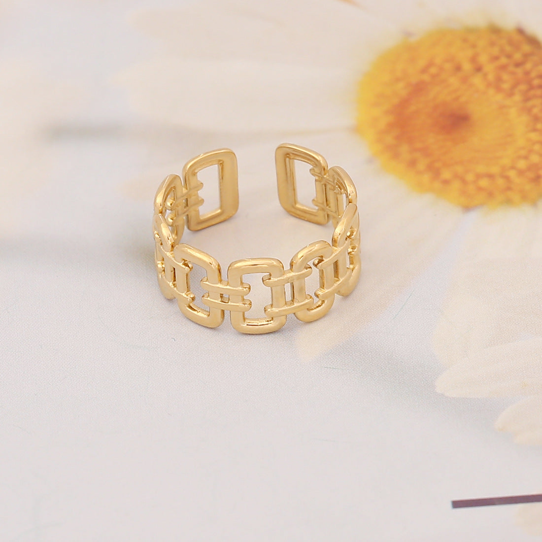 Geometric Snake Design Stainless Steel Open Ring for Women