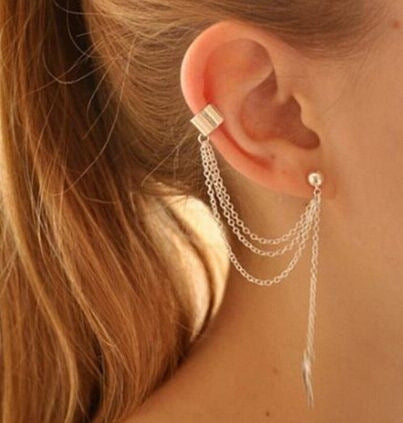 Retro Creative Crown Chain Ear Cuff Earrings for Women