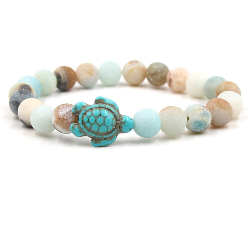 Retro Tortoise Agate and Natural Stone Beaded Bracelet