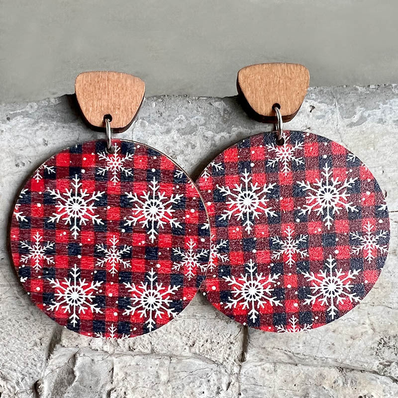 1 Pair Bohemian Geometric Christmas Tree Wood Drop Earrings