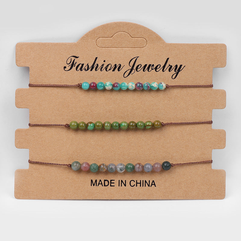 Fashion Irregular Gravel Agate Beaded Bracelet Set - 3 Pieces