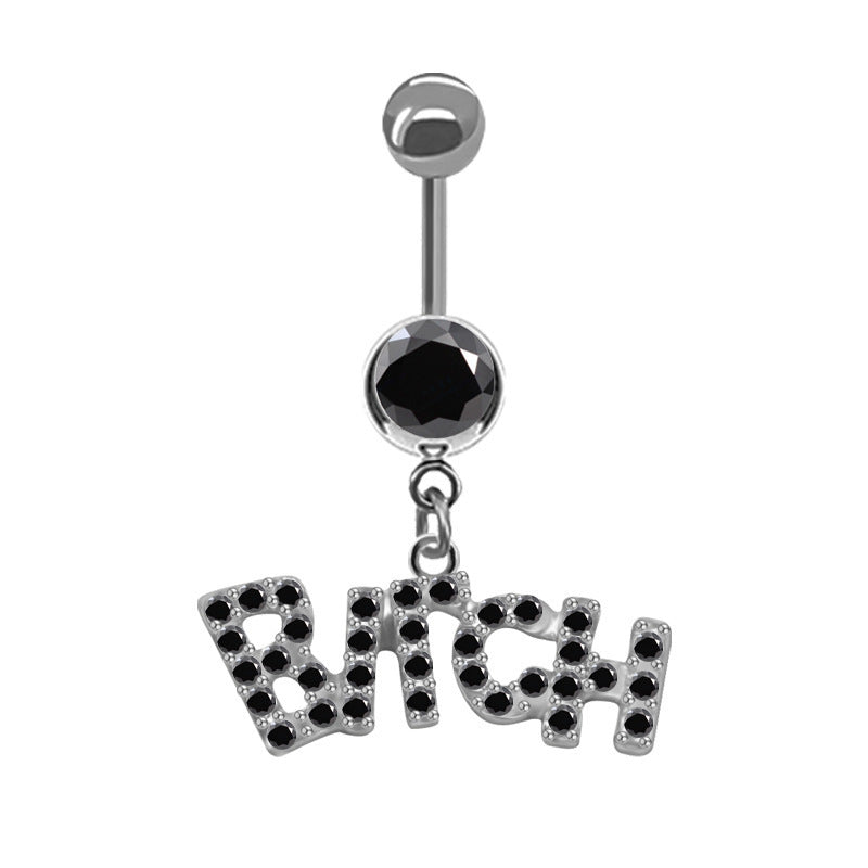 Simple Style Butterfly Zircon Belly Ring in Stainless Steel and Copper Plating