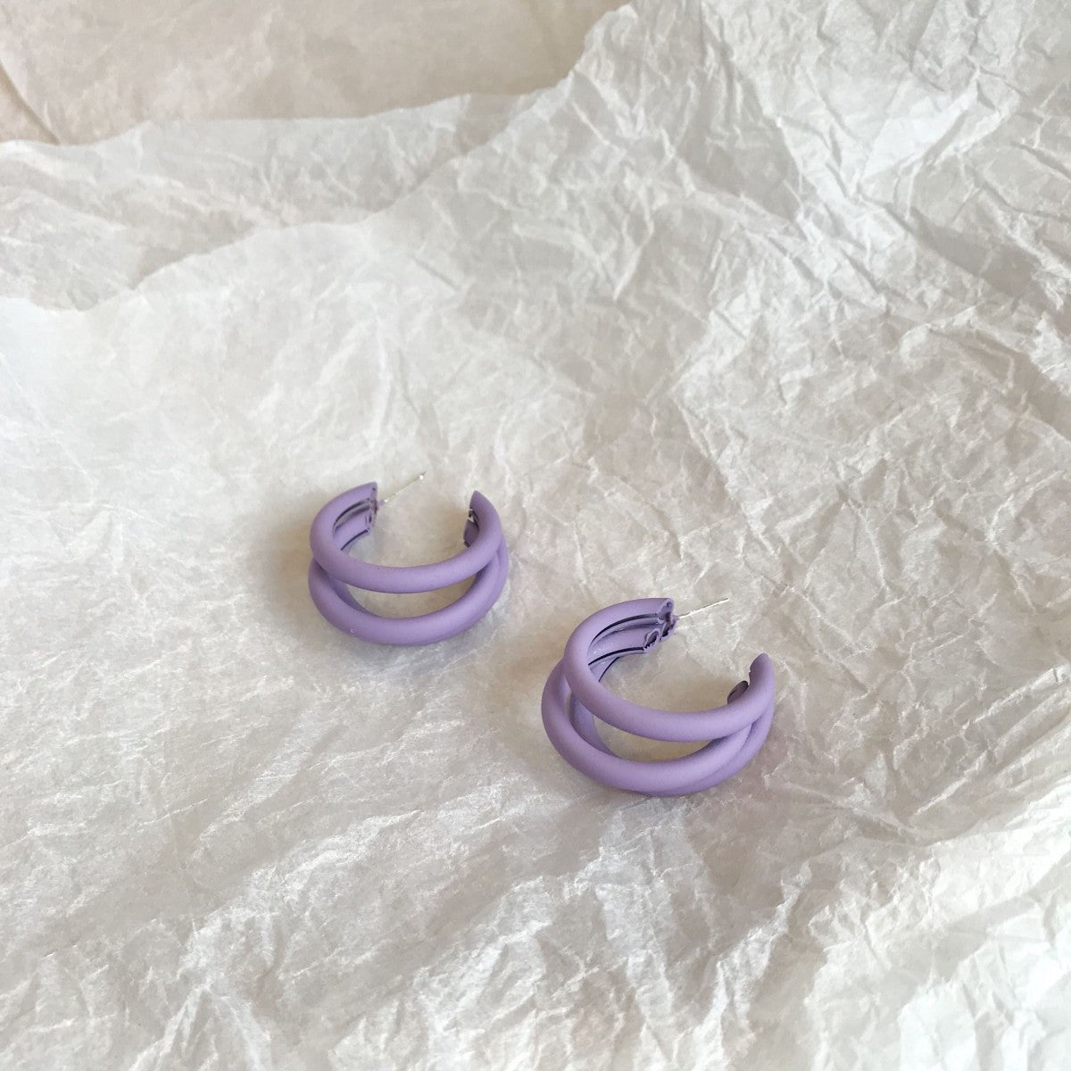 Purple Multi-layer Hoop Earrings with S925 Silver Pin