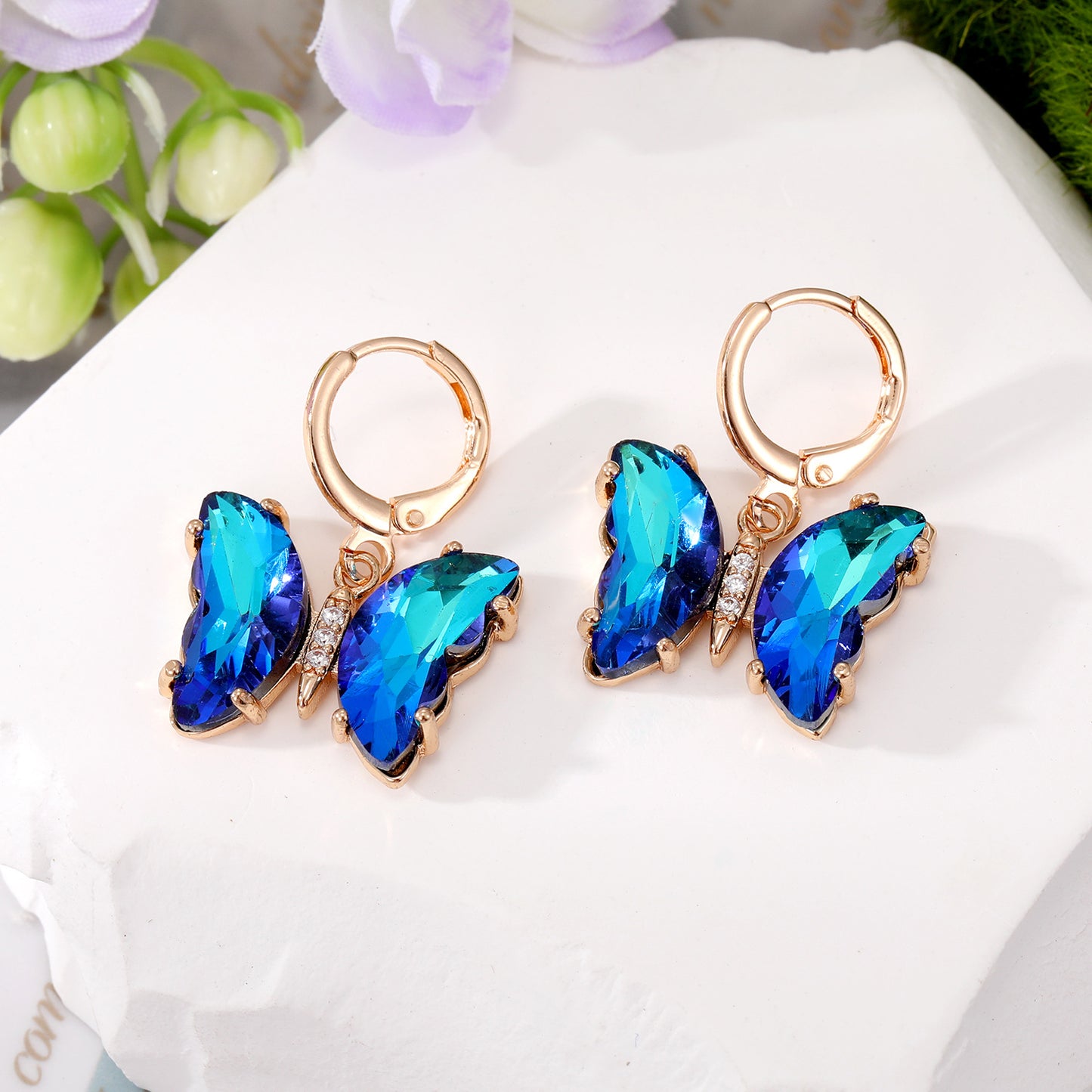 Butterfly Crystal Zircon Hoop Earrings for Women