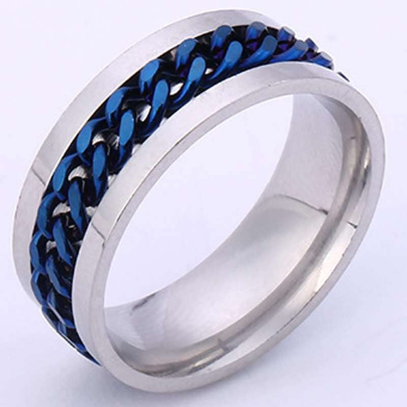 Exaggerated Geometric Titanium Steel Chain Spinner Bottle Opener Couple Rings
