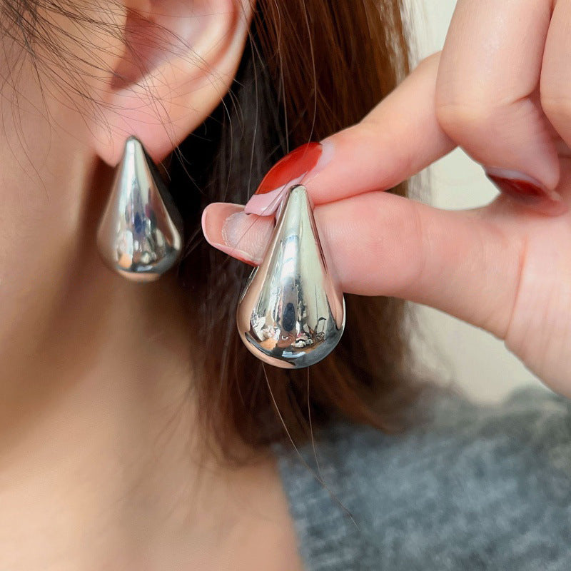 Simple Water Droplet Alloy Plated Minimalist Earrings for Women