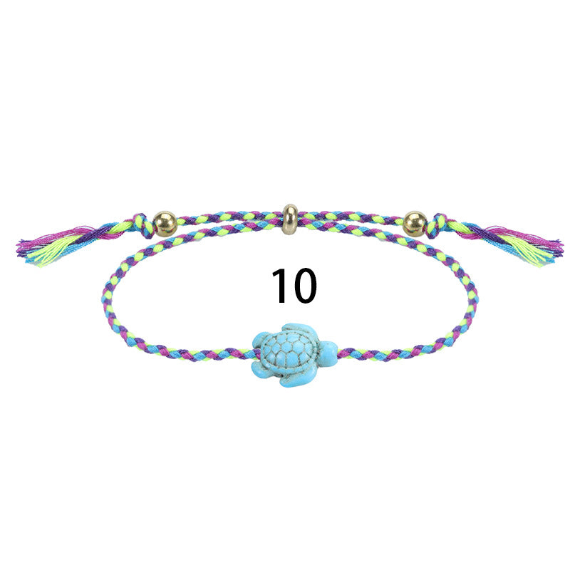 Bohemian Turtle Anklet and Bracelet Set - Multicolor Beach Surf Style