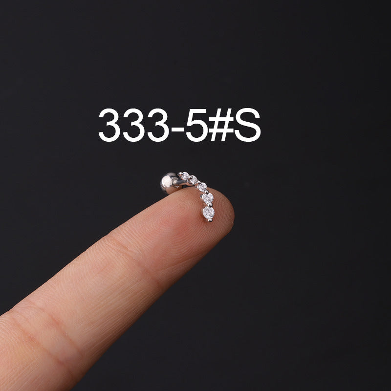 Zircon Copper Stud Earrings with Stainless Steel Screw Back