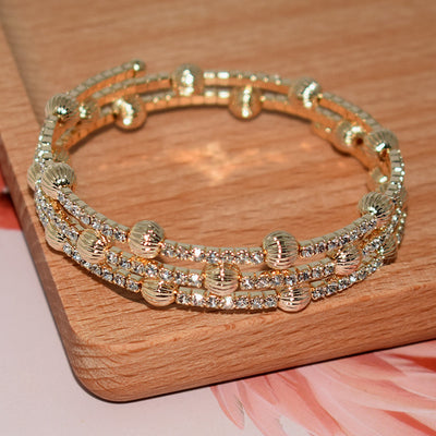 Elegant Geometric Crystal Rhinestone Multi-Layer Women's Bangle Bracelet