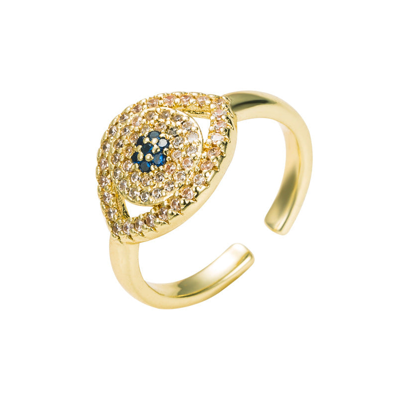 Hip-hop Devil's Eye Adjustable Copper Zircon Ring