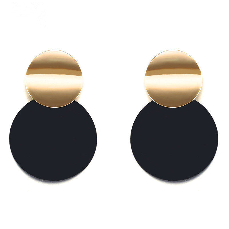 Retro Geometric Circle Metal Stud Earrings