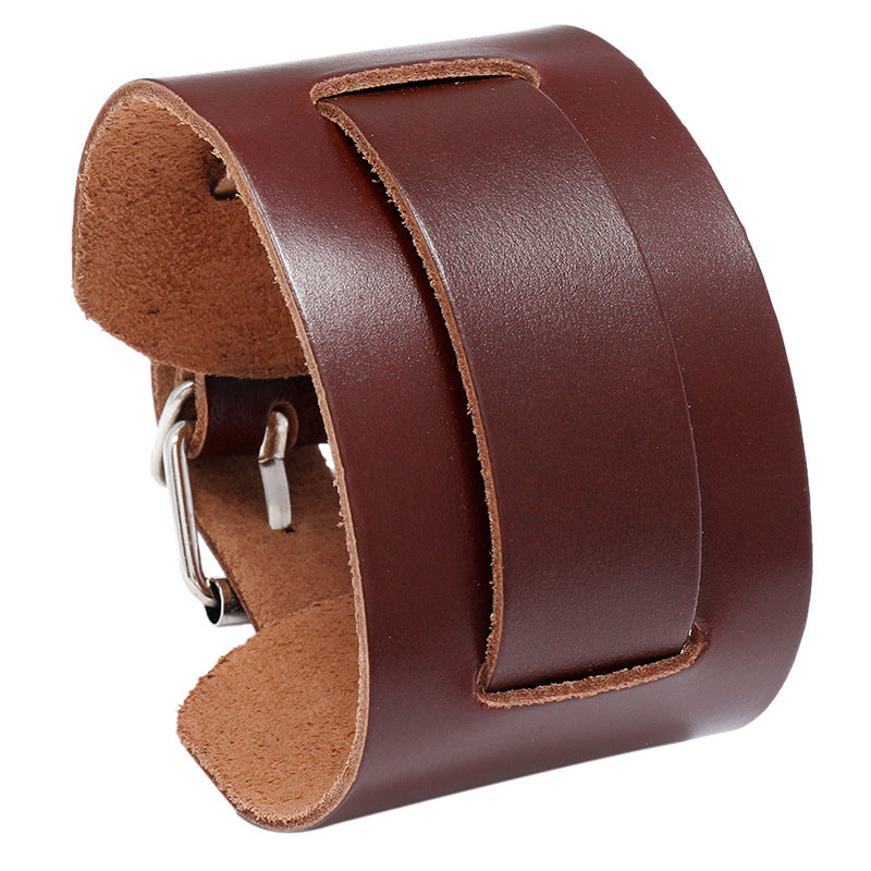 Retro Men's Adjustable Genuine Leather Punk Bracelet