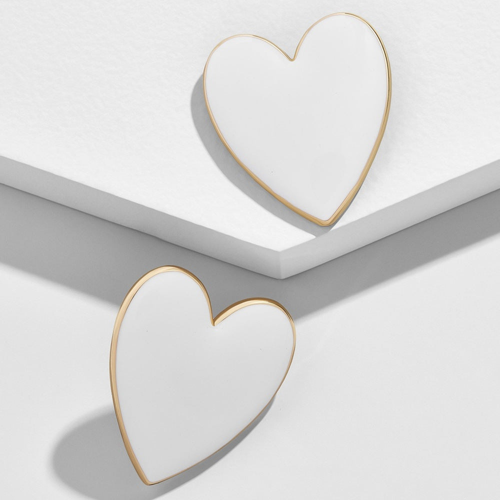 European American Multicolor Peach Heart Drop Earrings