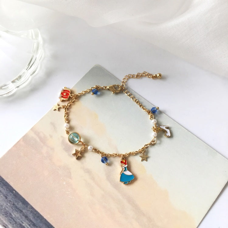 Cartoon Character Alloy Plated Pearl Bracelet - Fairy Tale Inspired Jewelry for Girls