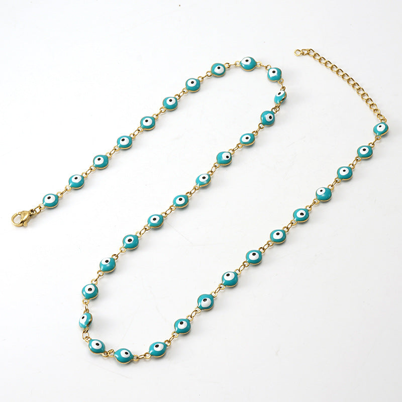 Evil Eye Multicolor Stainless Steel Beaded Bracelet for Women