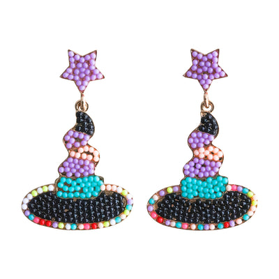 1 Pair Halloween Witch Hat Alloy Resin Drop Earrings