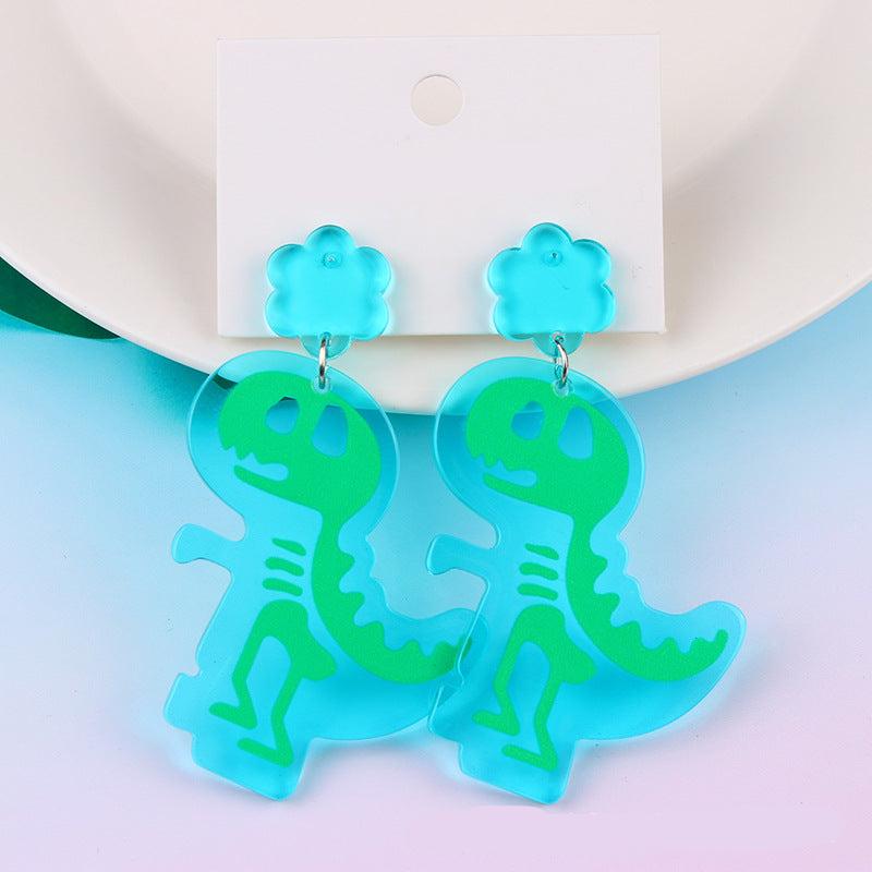 Cute Geometric Dinosaur Robot Acrylic Earrings