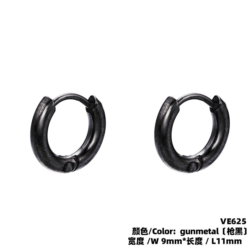 Fashion Solid Color Stainless Steel Hoop Earrings with Bead Accent