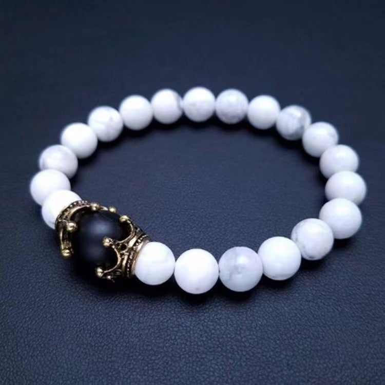 Retro Crown Alloy Tiger Eye Beaded Bracelet