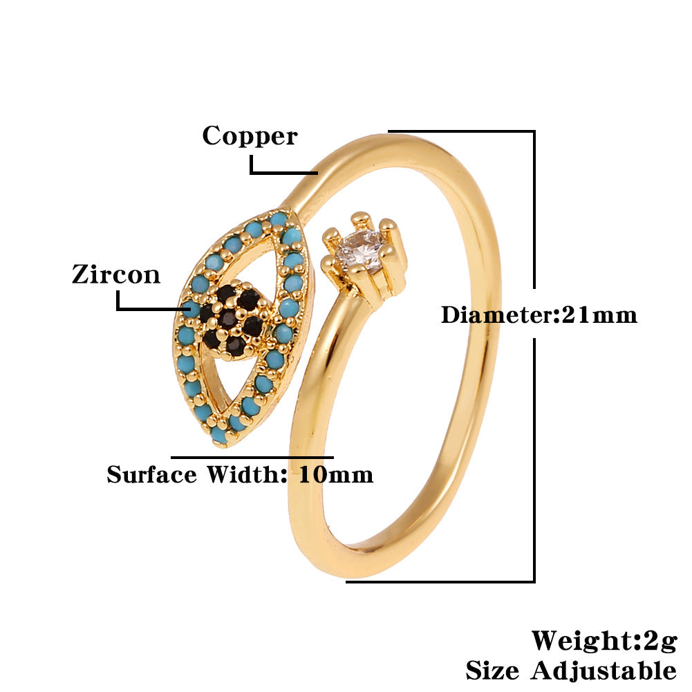 Fashion Enamel Evil Eye Retro Copper Tail Ring